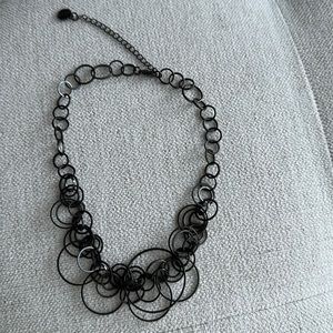 Black Metal Circles Necklace Approximately 6 1/2” Long